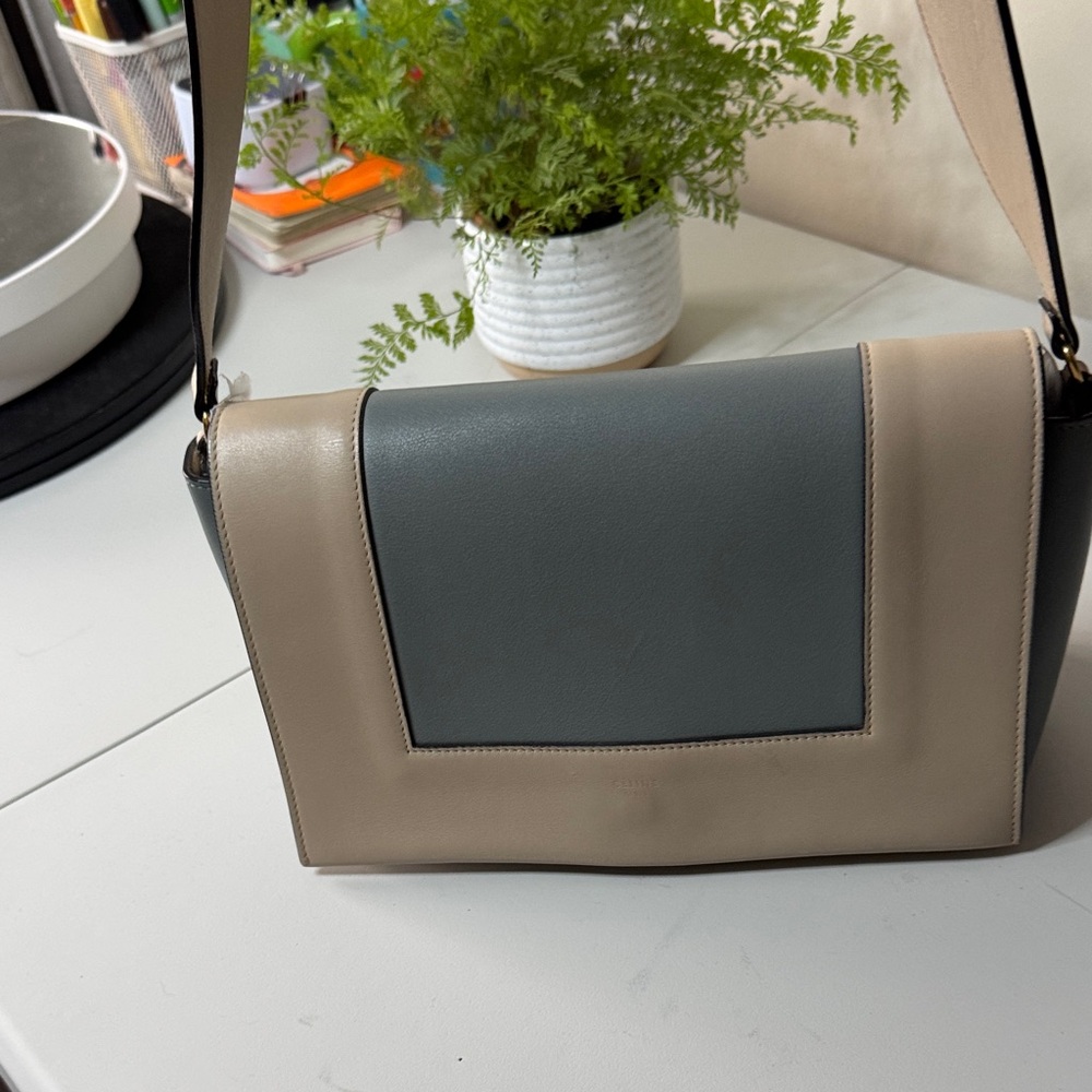 Celine Beige and Gray Shoulder Bag